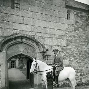 The Earl of Mount Edgcumbe outside Cotehele in 1924, from 100 Favourite Houses (b/w photo)