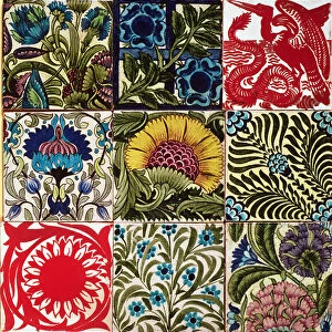 Earthenware tiles, by William de Morgan (1839-1917)