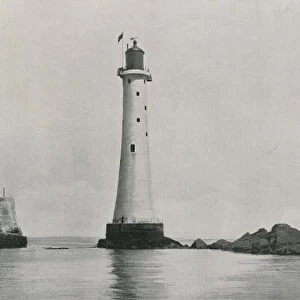 The Eddystone Lighthouse, showing the Rocks (b / w photo)