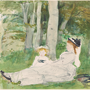 At the Edge of the Forest (Edma and Jeanne), c. 1872 (w / c and graphite on paper)