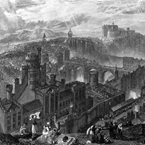 Edinburgh from the Calton Hill, engraved by George Cooke, 1820 (engraving)