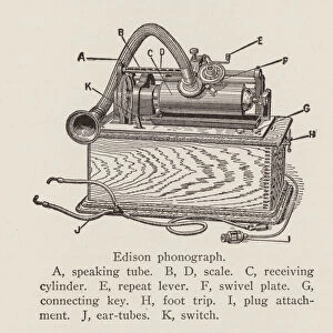 Edison phonograph (b / w photo)