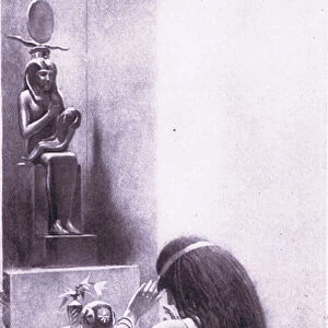 An Egyptian woman at her devotions, 1925 (litho)