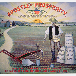 Election poster depicting Theodore Roosevelt as the Apostle of Prosperity