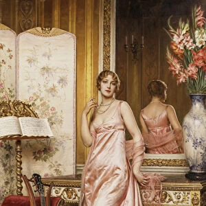 An Elegant Lady in an Interior, (oil on canvas)