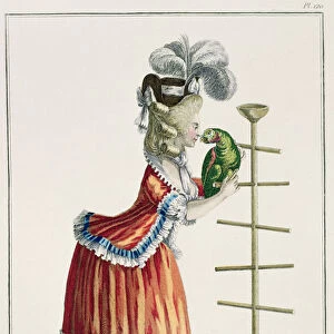Elegant Woman in a Caraco a la Polonaise and a hat a la Devonshire