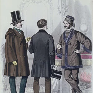 Three Elegant Young Men, December, 1856 (colour engraving)