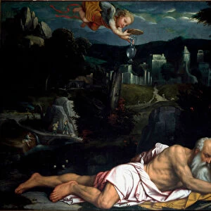 Elie asleep Painting by Alessandro Bonvicino dit il Moretto (1498-1554) Duomo vecchio