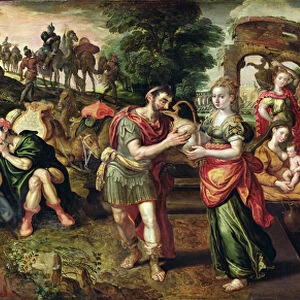 Eliezer and Rebecca at the Well, 1562 (oil on panel)
