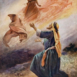 Elijah going to Heaven in a chariot of fire (colour litho)