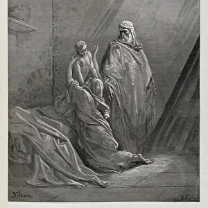 Elijah Raises the Son of the widow of Zarephath, Illustration from the Dore Bible, 1866