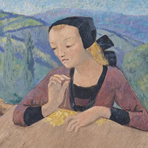 The Embroideress (oil on canvas)