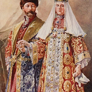 Emperor and Empress in Ancient Dress (colour litho)