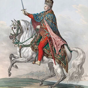Emperor Ferdinand I of Austria on Horseback, 1830 (gouache on paper)
