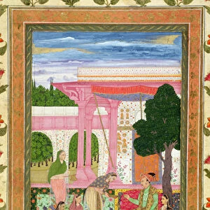 Emperor Jahangir (1569-1627) with his consort and attendants in a garden