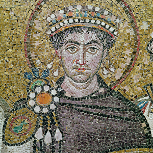 Emperor Justinian I (483-565) c. 547 AD (mosaic) (detail of 83451)