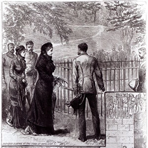 Empress Eugenie visiting the tomb of Napoleon I on St. Helena, 1880 (engraving)