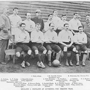 England vs Scotland at Liverpool: The English Team, 1895 (b / w photo)