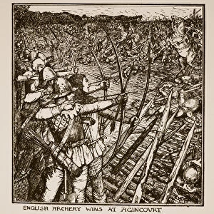 English archery wins at Agincourt, illustration from A History of England by C