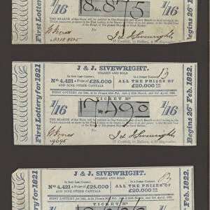 English lottery tickets, 1821 (colour litho)