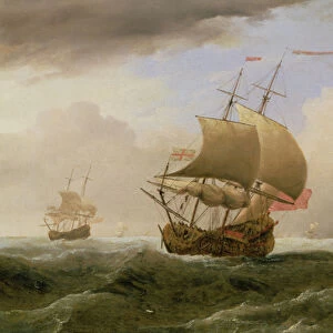 An English Ship Close-hauled in a Strong Breeze (oil)