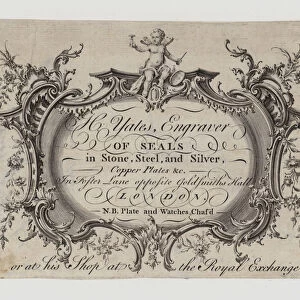Engravers of Seals, H Yates, trade card (engraving)