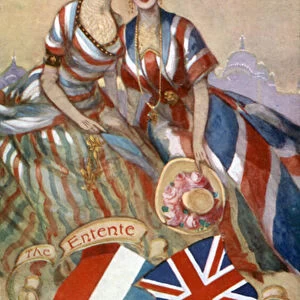 The Entente Cordiale, Franco-British Exhibition, London, 1908 (colour litho)