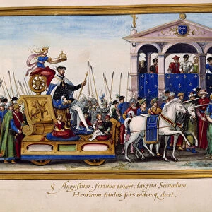 The entrance of Henry II (1519-1559), King of France in Rouen on 01 / 10 / 1550 The city organizes on this occasion a great popular feast in honour of King and Queen Catherine de Medici (Caterina de Medici) (1519-1589)