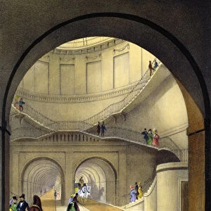 Entrance to the Thames Tunnel, 1836 (colour litho)