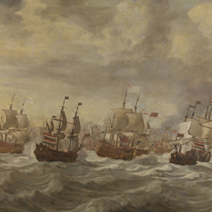 Episode from the Four Days Naval Battle of June 1666 (oil on canvas)