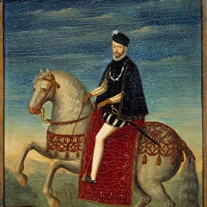 Equestrian portrait of Charles IX (1550 - 1574). Anonymous painting of the French school