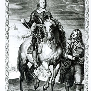 Equestrian portrait of Oliver Cromwell (1599-1658) engraved by Pierre Lombart (1612-80)