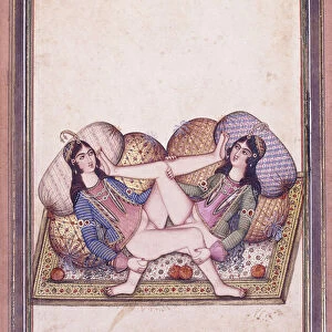 An Erotic Scene, mid 19th century (gouache with gold paint on paper)