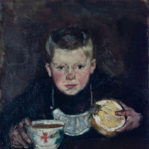 Errand boy drinking coffee, 1885