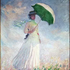Essai de figure en plein air : femme a l'ombrelle tourne vers la droite Peinture de Claude Monet (1840-1926) 1886 Dim. 1, 31x0, 88 m Paris, musee d'Orsay --- Woman With a Parasol Turned Toward the Right - Painting by CLaude Monet (1840-1926)