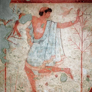 Etruscan art: frescoes representing banquet scenes, detail representing a dancer
