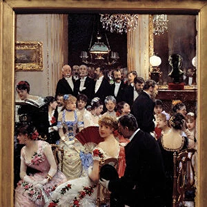 The evening. Painting by Jean Beraud (1849-1936). Dim. 0, 35x0, 27m