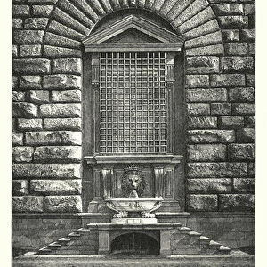 Example of rustification, by Filippo Brunelleschi, Palazzo Pitti, Florence, Italy (engraving)