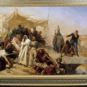 Expedition from Egypt under the orders of Bonaparte. Painting by Leon Cogniet (1794-1880), 1821. Ceiling of the Campana room, Musee du Louvre. There are the General Bonaparte (Napoleon I 1769-1821)