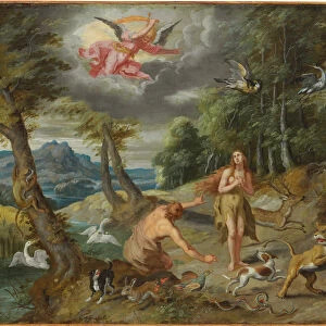 The Expulsion from Paradise, from The Story of Adam and Eve (oil on copper