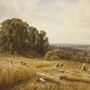 An Extensive Landscape with Harvesters, 1873 (watercolour and bodycolour)