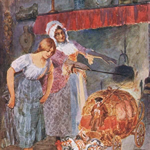The Fairy Godmother touched them with her Wand, Cinderella, 1925 (colour litho)