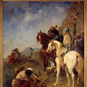 Falcon hunting in Algeria: the curee. Painting by Eugene Fromentin (1820-1876), 1863