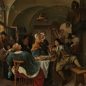 Family scene, 1660-79 (oil on panel)
