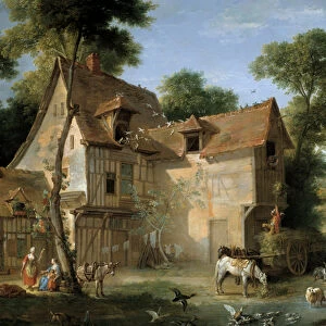 Detail Farm. Painting by Jean Baptiste Oudry (1686-1755) 1750 Sun. 1, 3x2, 12 m