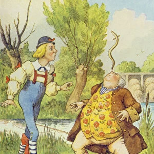 Father William Balancing an Eel on his Nose, illustration from Alice in Wonderland