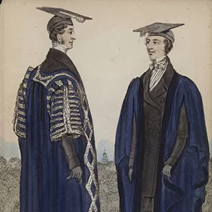 Fellow Commoner, Pensioner, Trinity College (coloured engraving)