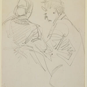Two figures, 1858 (pencil on beige wove paper)