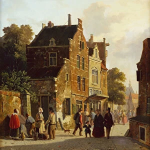 Figures in a Busy Street, 1853 (oil on panel)