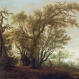 Figures in a Landscape (oil on panel)